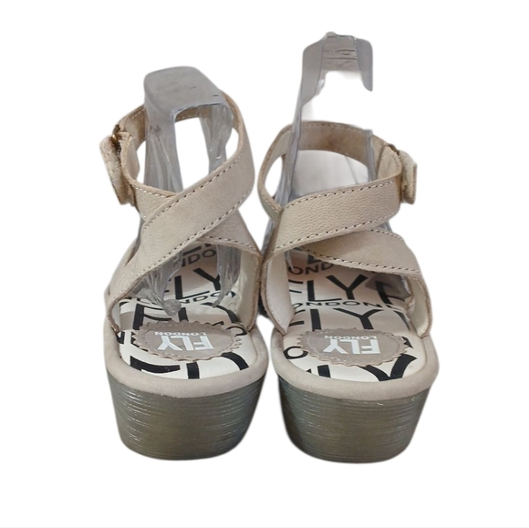 Fly London Cream Sandals with Ankle Strap and Contoured Footbed - Picture 6 of 10